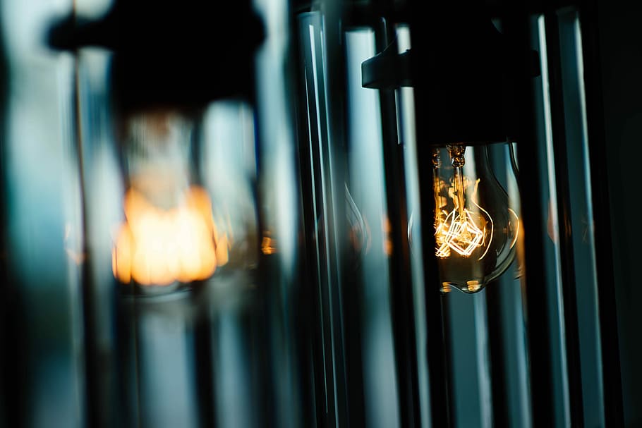 selective focus photograph of lighted bulb, shallow focus photography of LED bulbs HD wallpaper