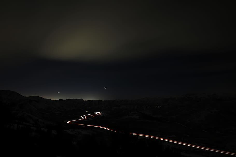 road during night time, untitled, street lights, dark, black HD wallpaper