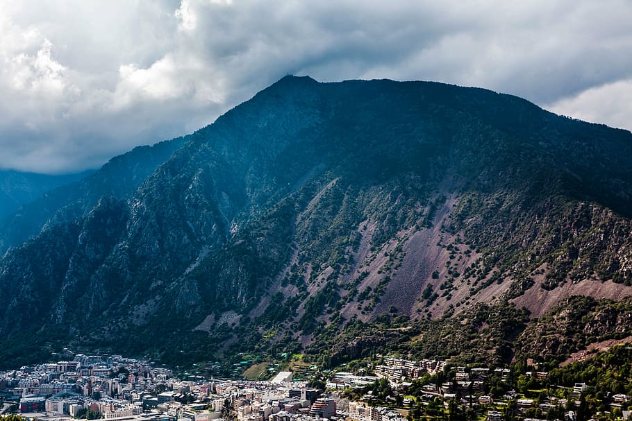 city, clouds, mountain, sky, nature, architecture, building exterior HD wallpaper