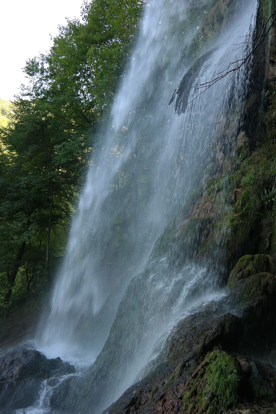 waterfall, urach waterfall, water veil, swabian alb, drizzle