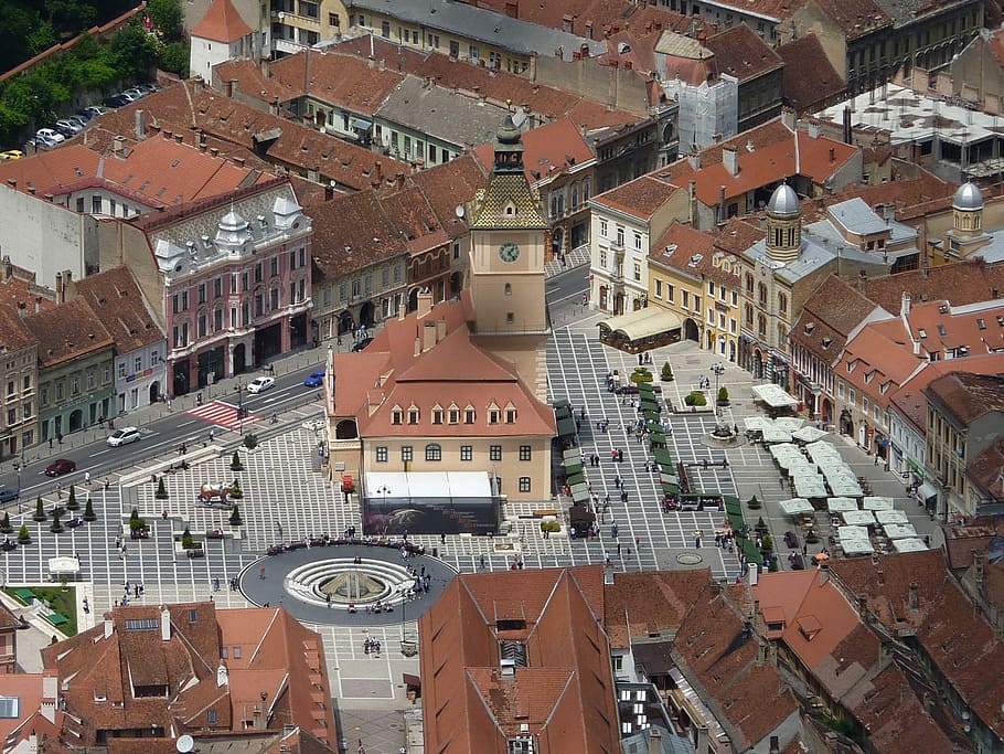 aerial photography of village, Bird'S Eye View, City, Brasov, HD wallpaper