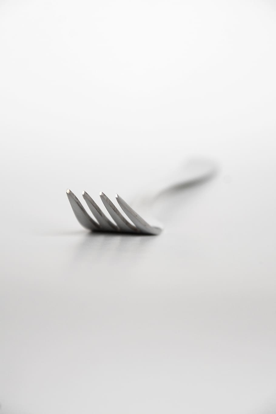 fork, cutlery, metal, tableware, close, white background, copy space HD wallpaper