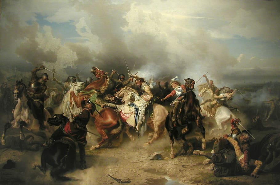 Death of Gustav II Adolf at Battle of Lutzen, art, photo, painting