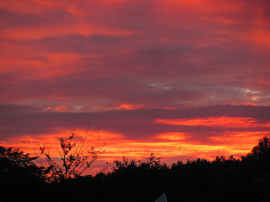 Sunset, Clouds, Landscape, Sky, horizon, campaign, silhouette HD wallpaper