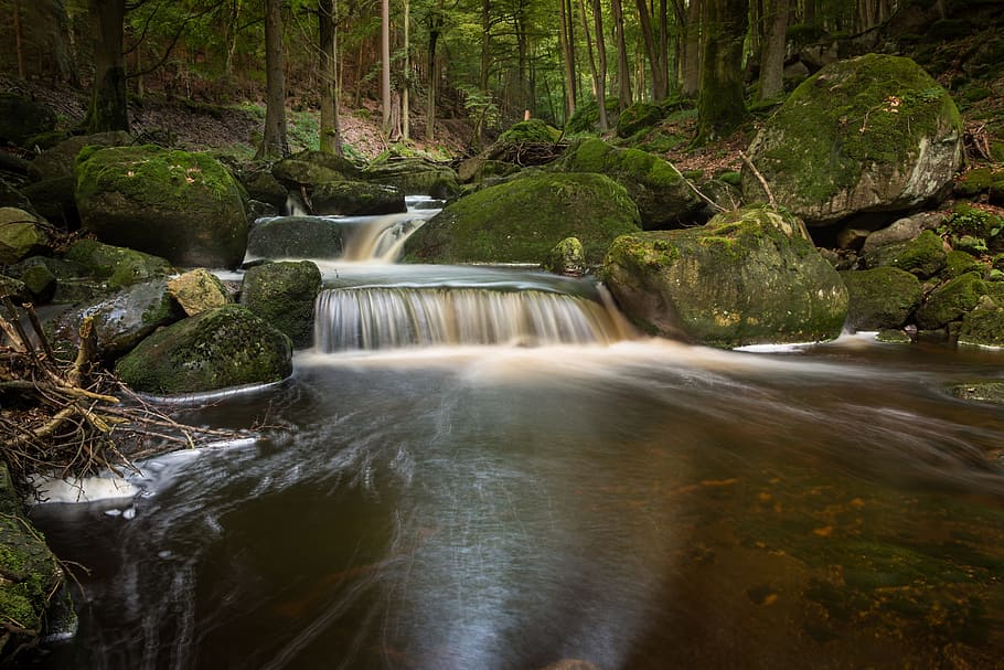 long exposure, landscape, waters, river, flow, romantic, mood HD wallpaper