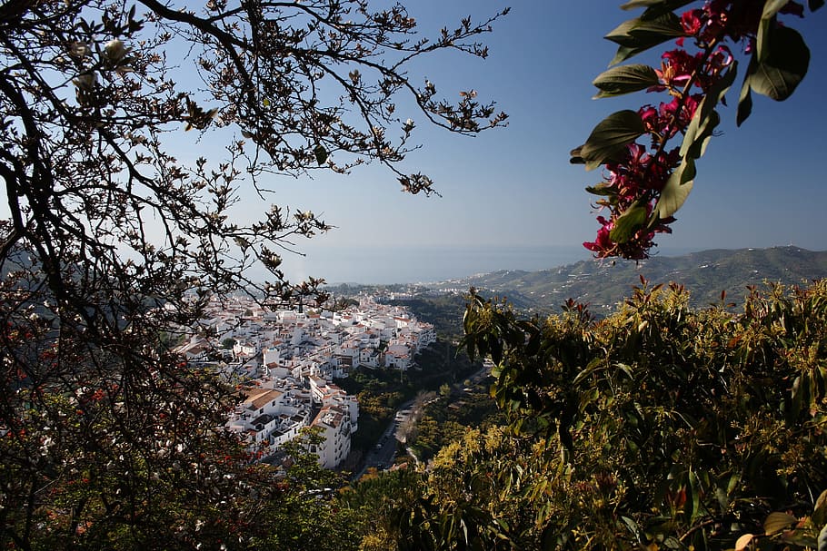 Mediterranean, Spain, Village, frigiliana, spring, sol, landscape, HD wallpaper