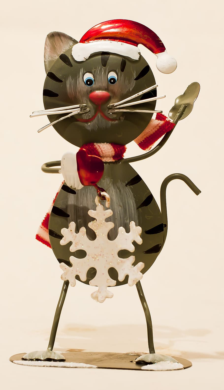 sheet metal figure, cat, decoration, mitbringsel, christmas, HD wallpaper