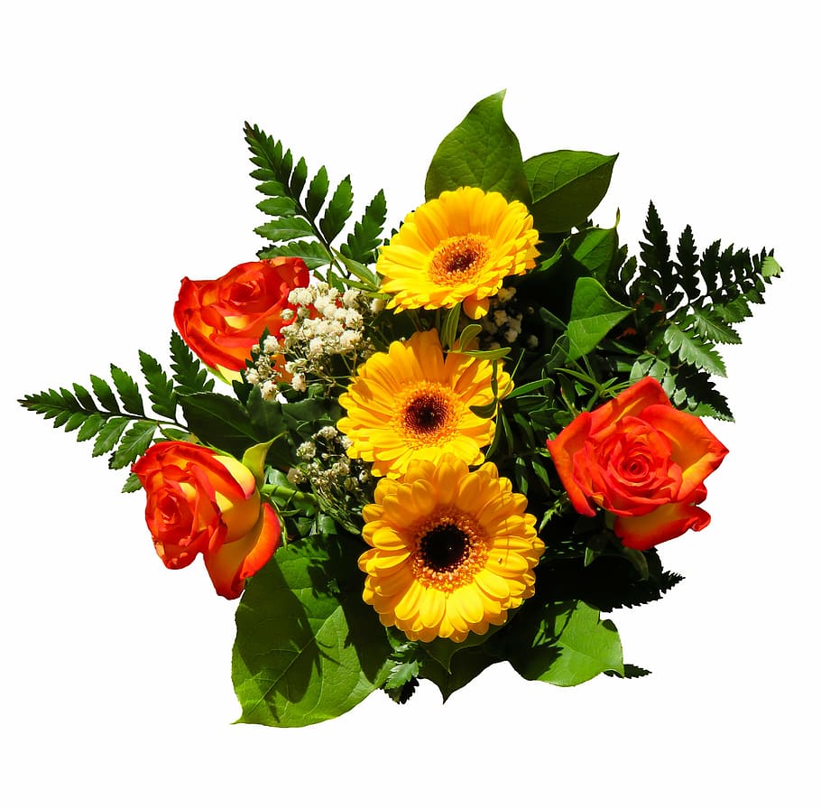sunflower and roses bouquet, flowers, birthday bouquet, love, HD wallpaper