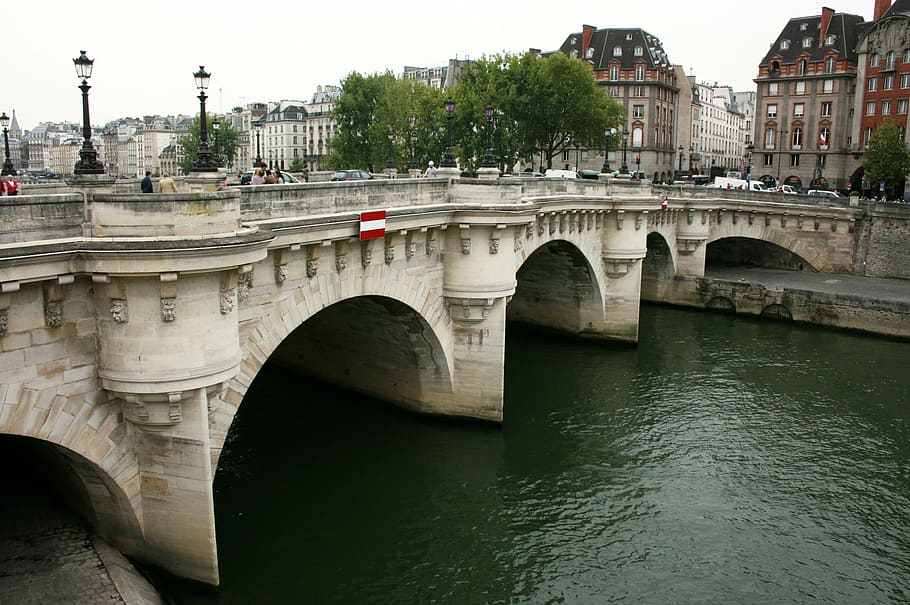 pont neuf, sanchez, paris, bridge, seine river, built structure HD wallpaper