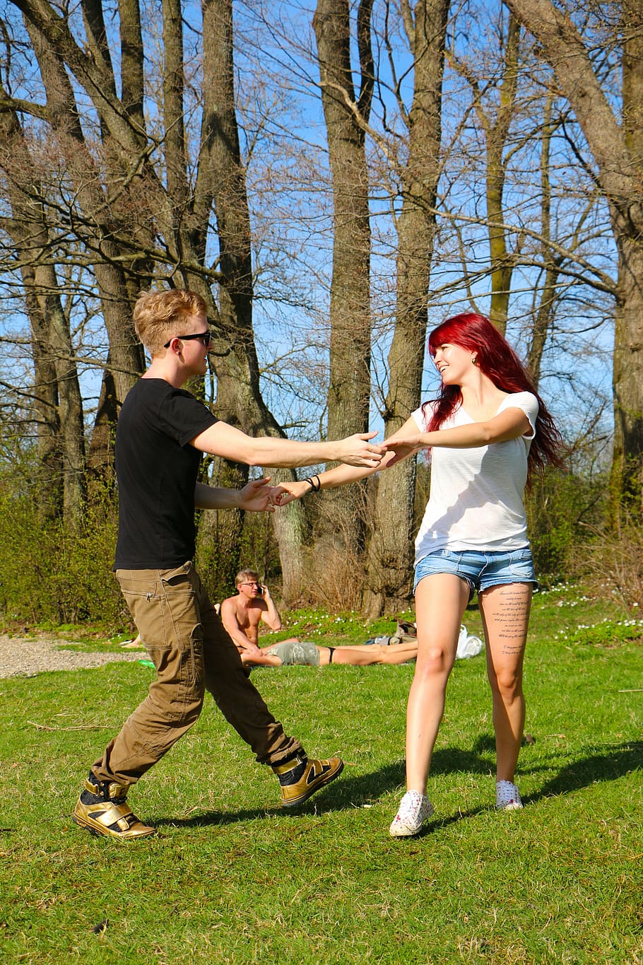 dance, joy, expression, movement, connectedness, tree, full length HD wallpaper