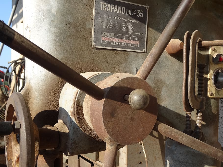 machine, old, metal, wheel, device, old machine, machinery HD wallpaper