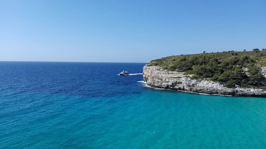 bay, sea, turquoise, cliffs, water, scenics - nature, horizon over water HD wallpaper