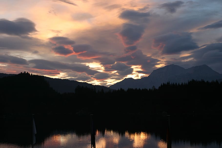 mountains, lake, clouds, sunset, alpine, sky, scenics - nature HD wallpaper
