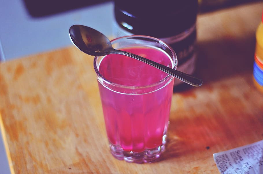 pink, drink, glass, spoon, objects, table, food and drink, refreshment HD wallpaper