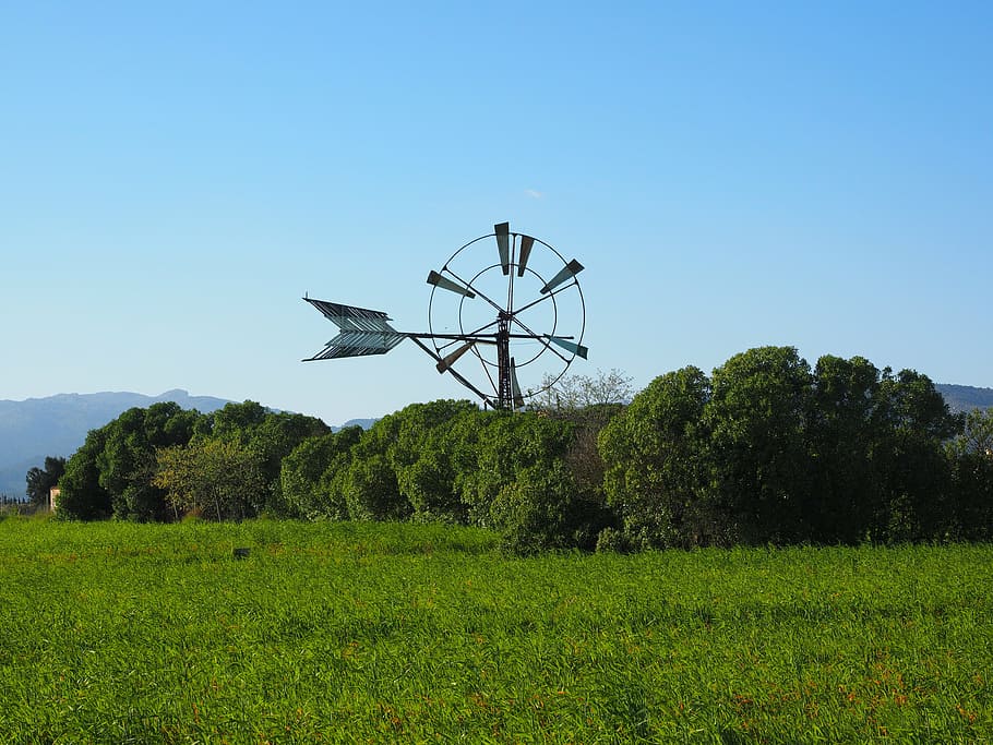 windmill, mallorca, muro, wind energy, wing, wind power, technology HD wallpaper