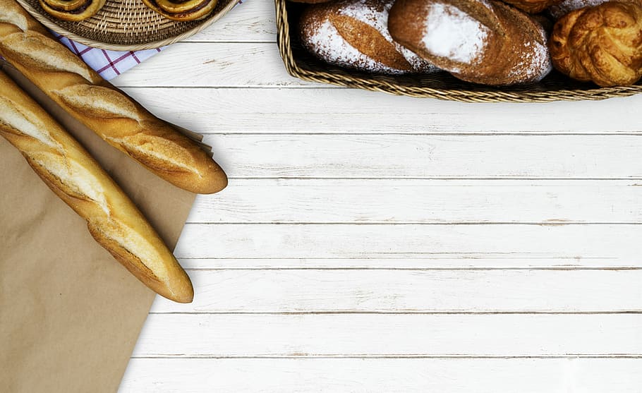 bunch of baked pastries, bread, pastry, dough, food, food and drink HD wallpaper