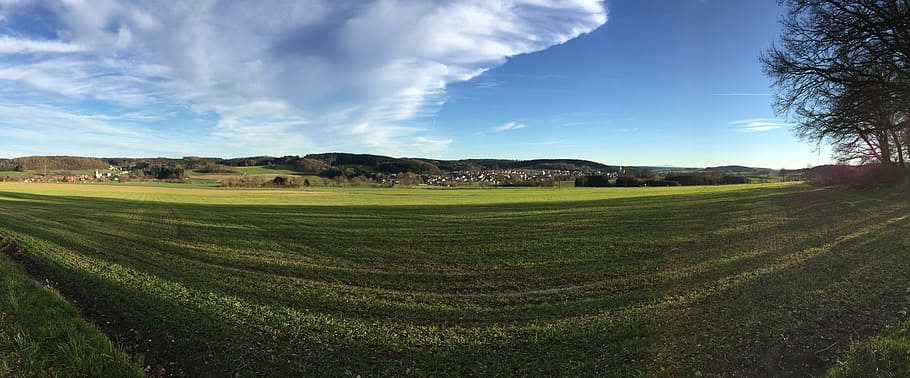 fields, reported, wide, landscape, panorama, bavaria, swabia, HD wallpaper