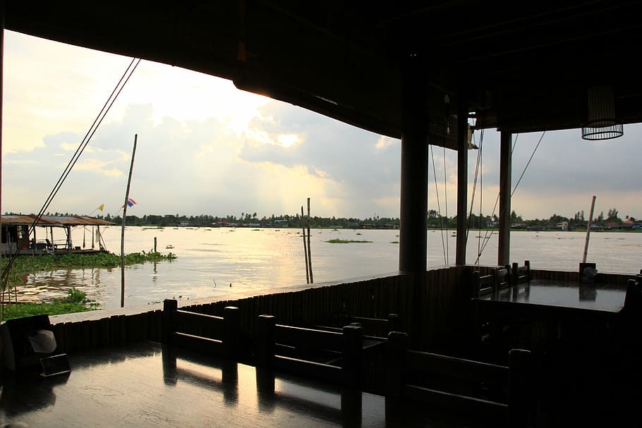 waterfront, seaside, pier, sunset, bangkok, outdoors, landscape HD wallpaper