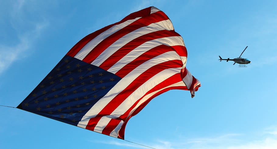 flag of United State of America, american, sky, patriotic, american Flag, HD wallpaper