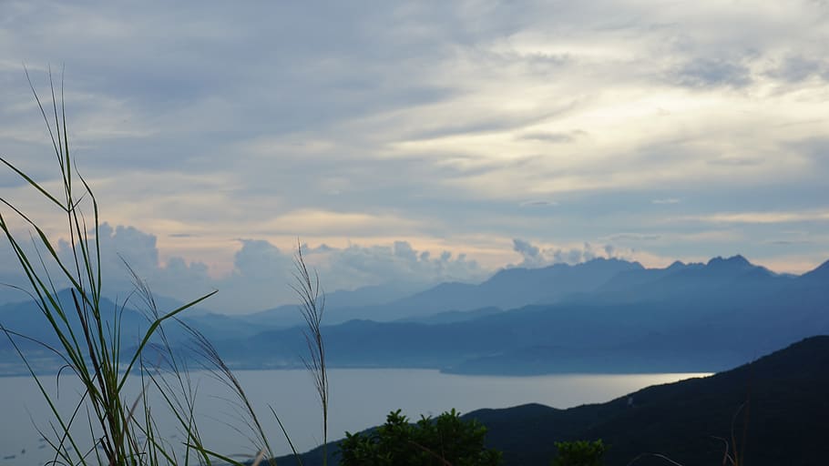 sky, mountain, ocean, cloud - sky, beauty in nature, scenics - nature HD wallpaper