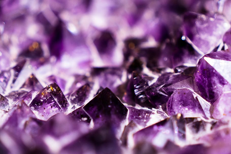 selective focus photography of purple gemstones, Minerals, Rock