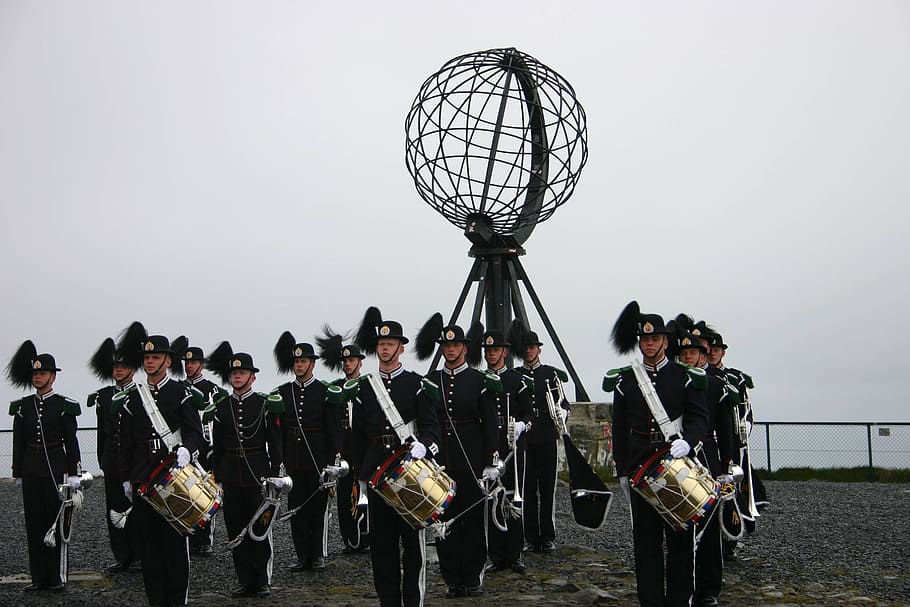 Military, Band, Marching, Uniform, norway, north cape, nordkapp, HD wallpaper