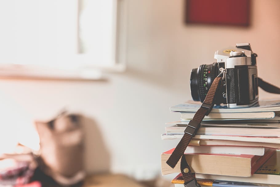 books, read, study, library, camera, lens, photography, indoors HD wallpaper