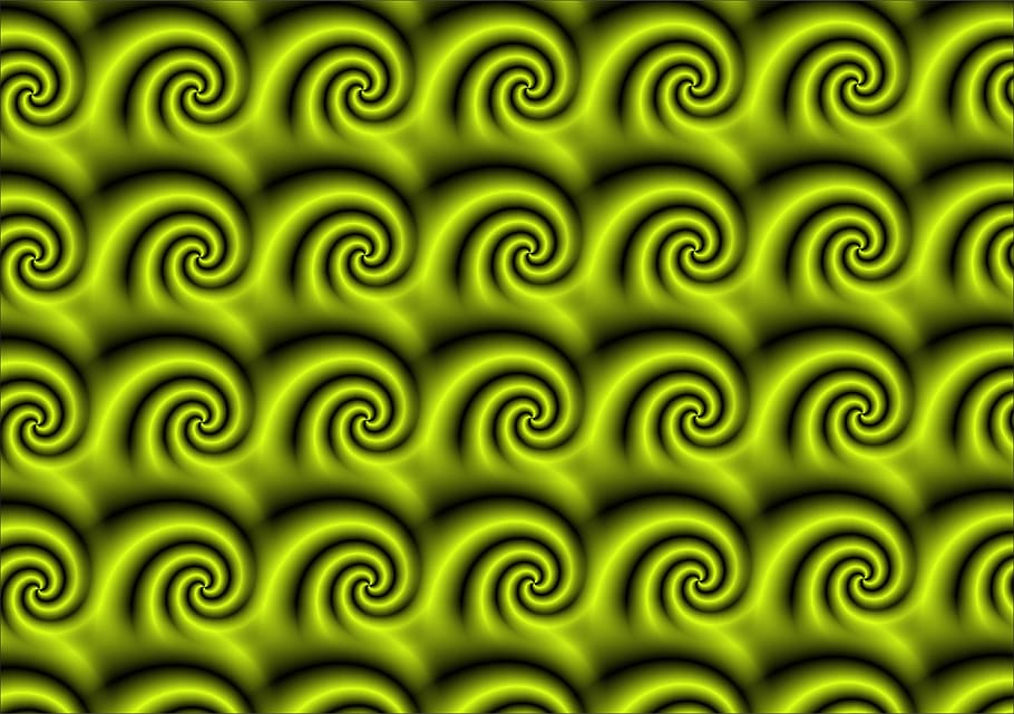 background, wave, spirals, texture, decorative, color, green, HD wallpaper