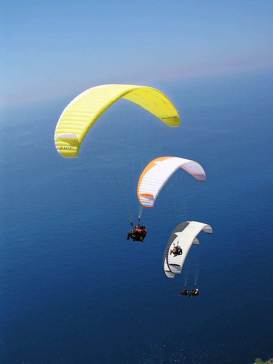 paragliding, parachute, sky, air, paraglider, dom, adventure HD wallpaper