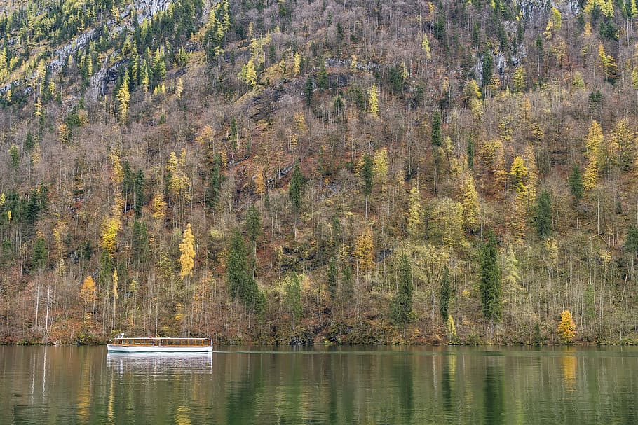 königssee, ship, boot, bavaria, view, berchtesgaden, alpine HD wallpaper