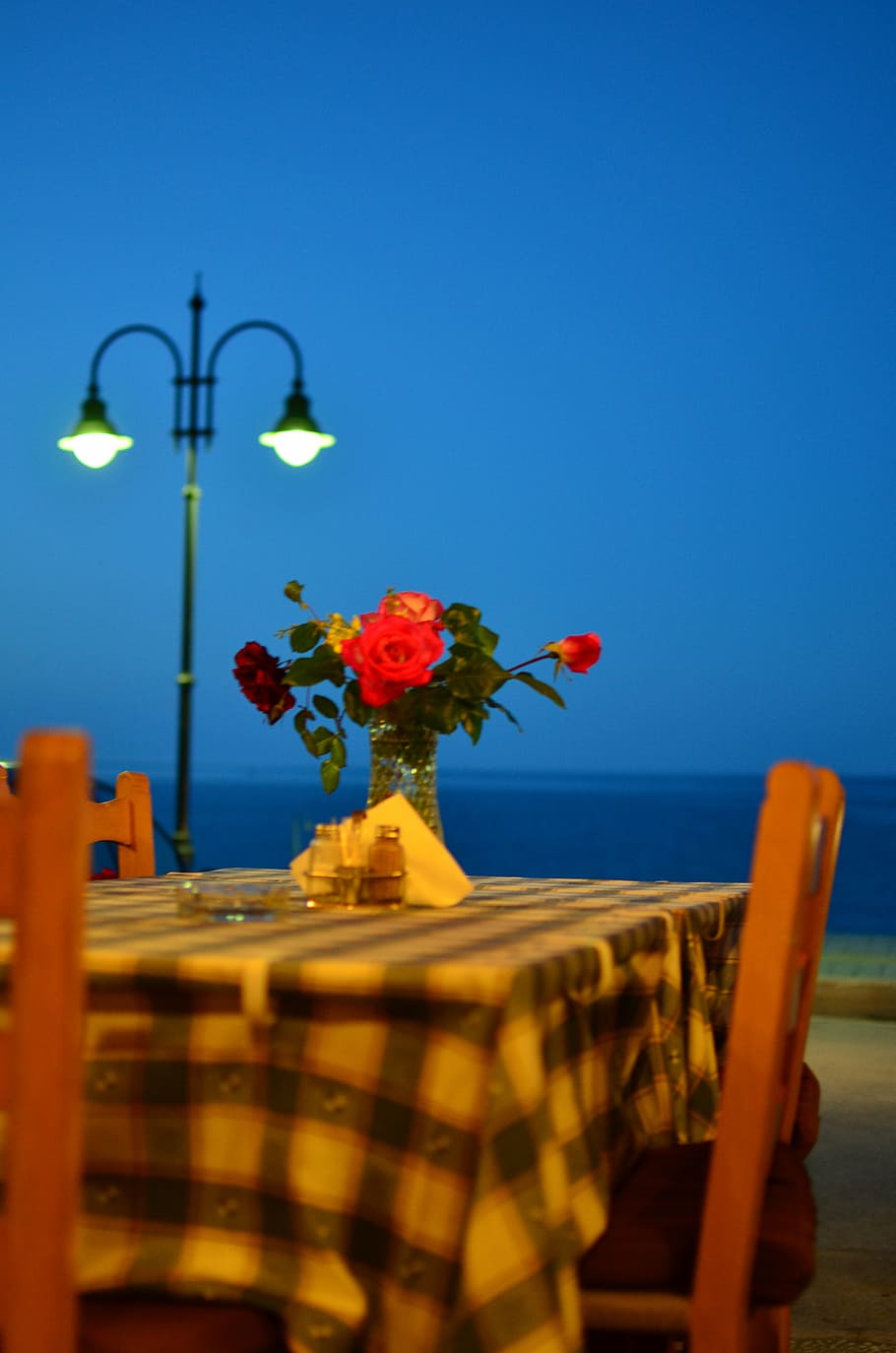 greece, restaurant, evening, dinner, traditional, food, flower HD wallpaper
