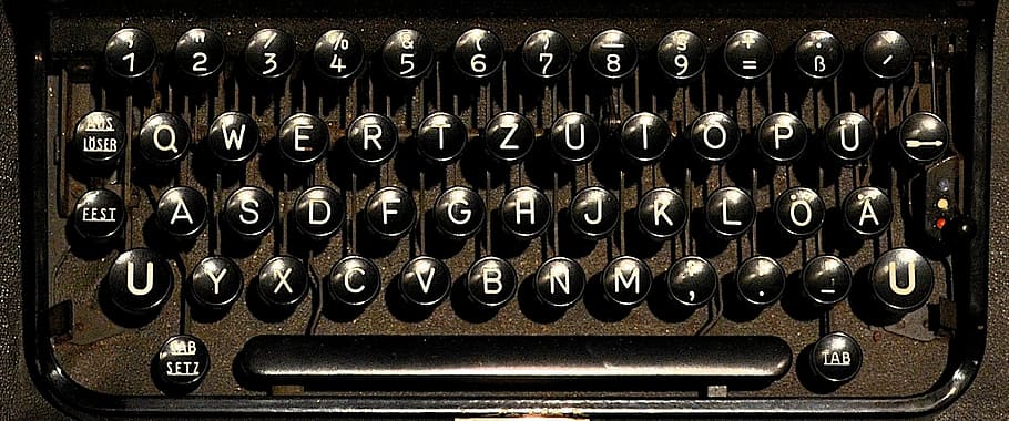 black typewriter, keyboard, letters, mechanically, leave, old typewriter HD wallpaper