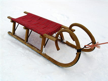 brown and red sled on snow, Slide, Winter, Fun, Sleigh Ride HD wallpaper