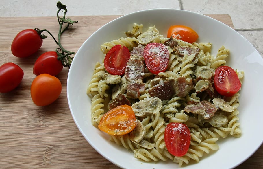 spaghetti, western, tomato, cherry tomatoes, food, small fresh HD wallpaper