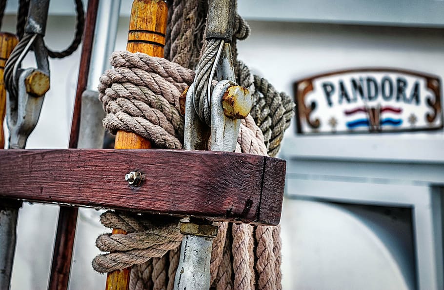 closeup photo of gray rope, sailing boat, dew, sailing vessel, HD wallpaper