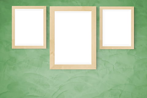 three brown photo frames on green background illustration, poster HD wallpaper