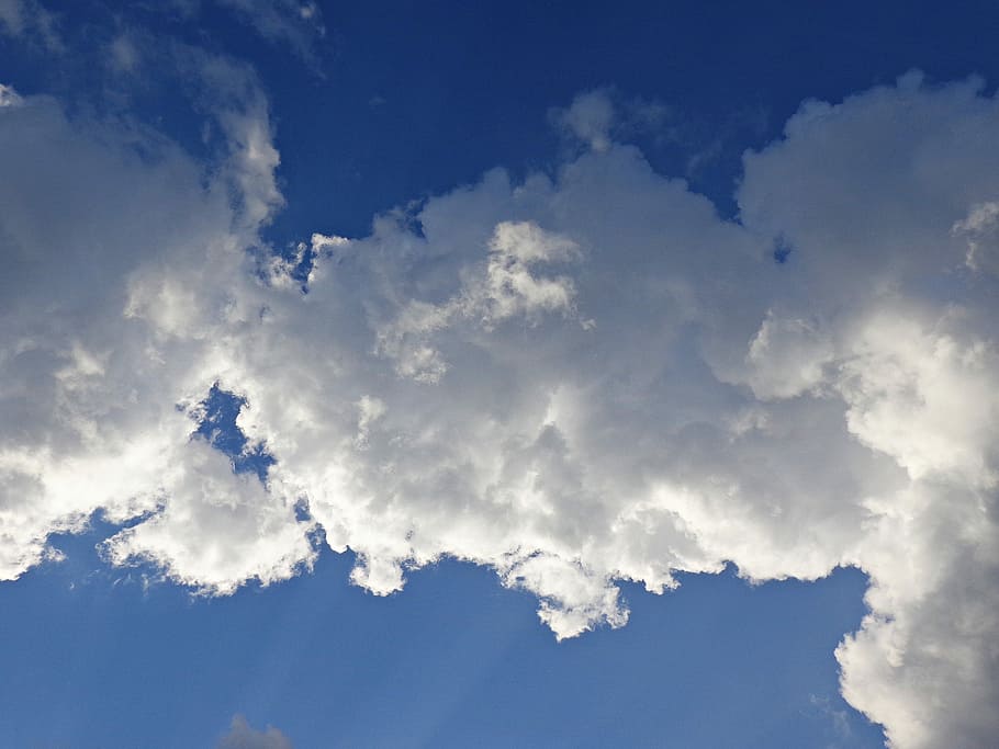 Sky, Nature, Cloud Cover, blue sky, glomerulus, clouds, white HD wallpaper