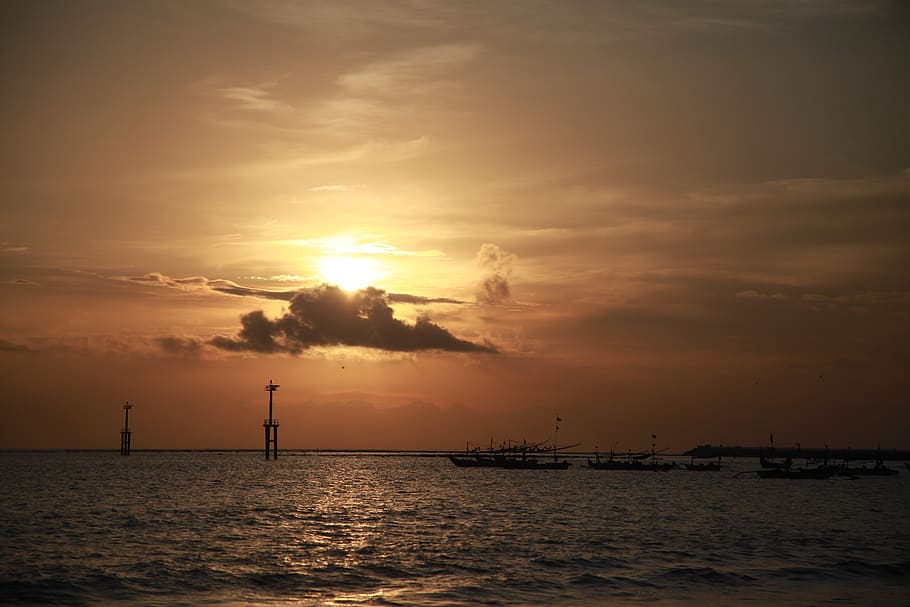 bali, sunset, jimbaran, sky, water, sea, scenics - nature, cloud - sky HD wallpaper