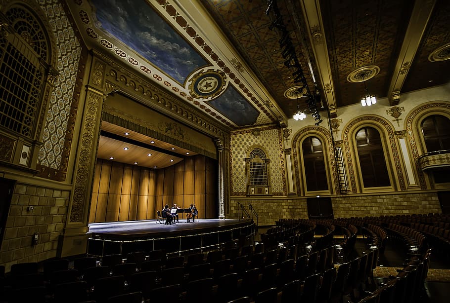 architecture, indoors, column, murphey performance hall, san angelo HD wallpaper