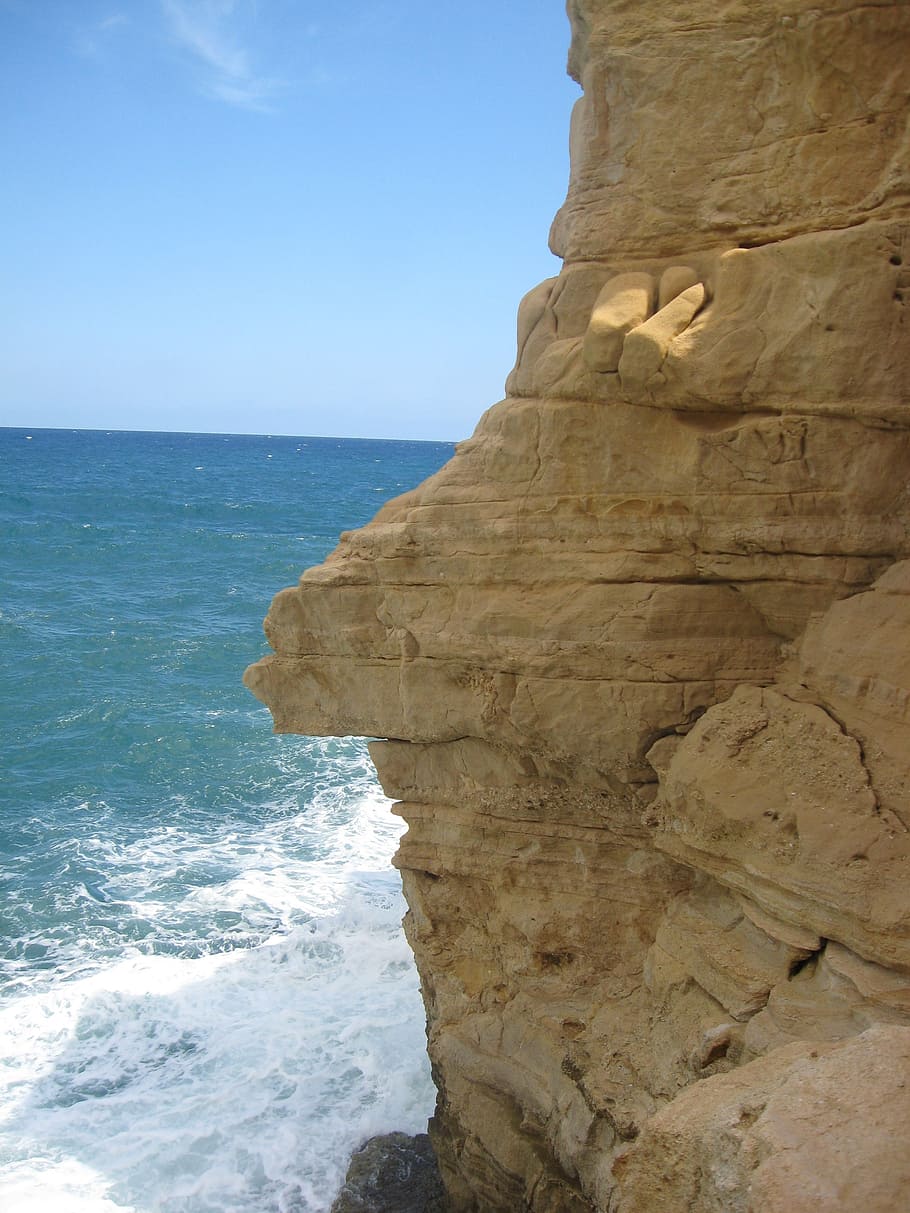cliff, rocks, sea, water, sky, beauty in nature, horizon over water HD wallpaper
