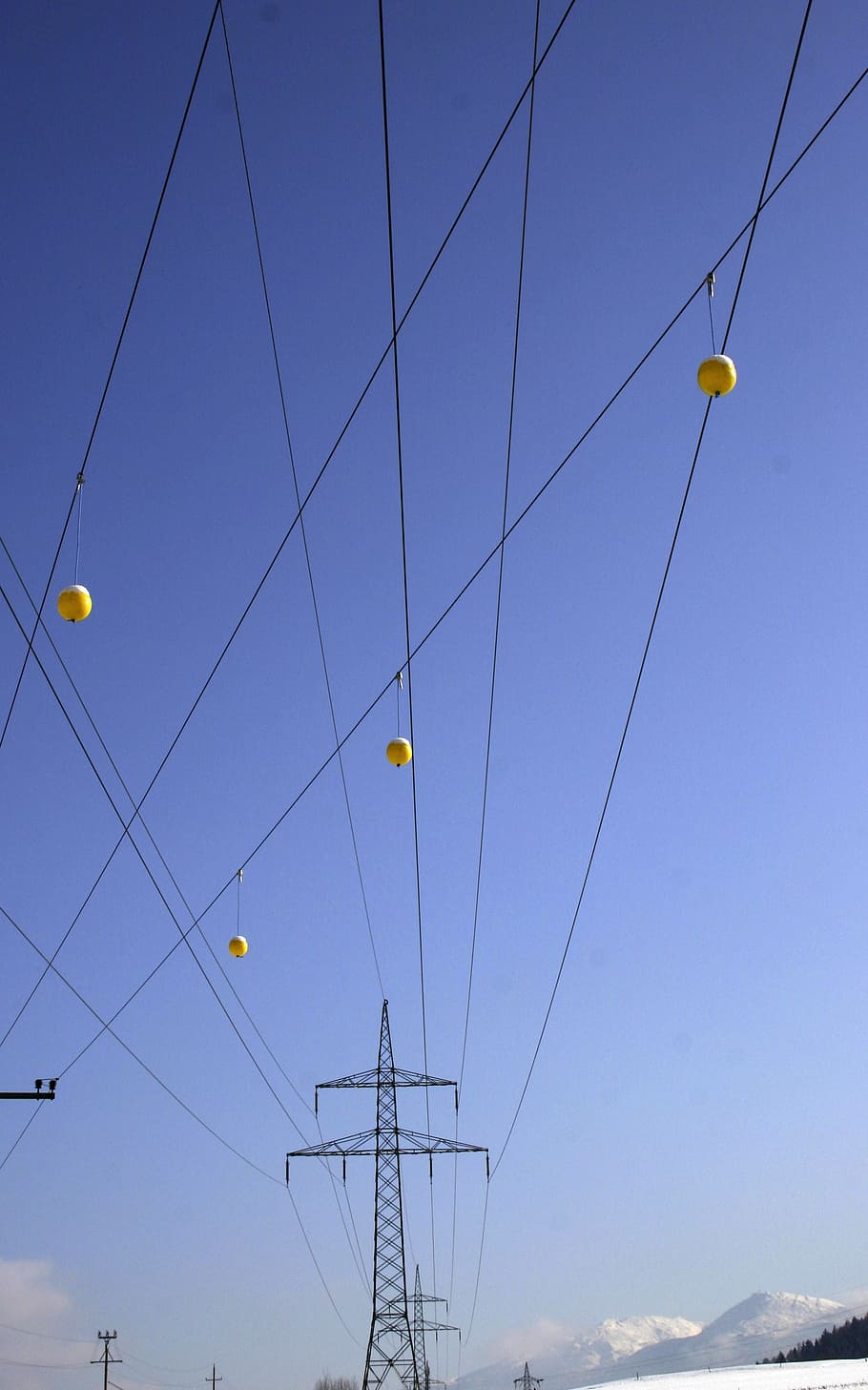 sky, current, power line, electricity, cable, blue, blue sky HD wallpaper