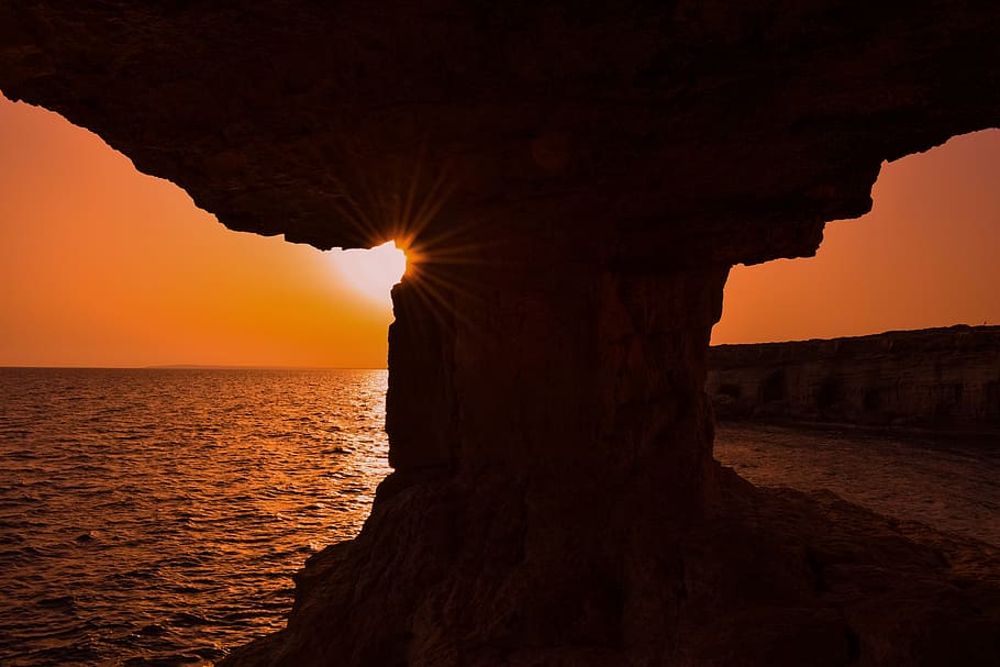 sunset, landscape, sunlight, shadows, nature, caves, nature landscape HD wallpaper