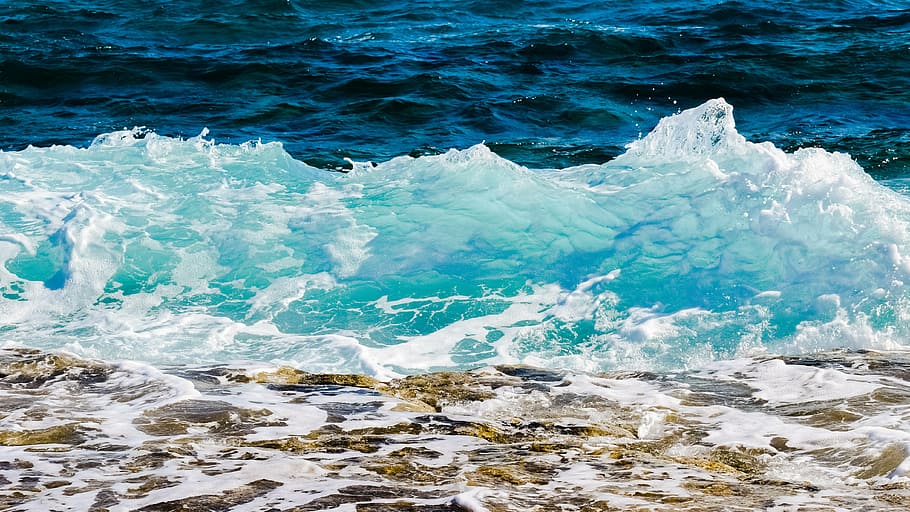 wave, water, liquid, spray, foam, drops, smashing, sea, nature HD wallpaper