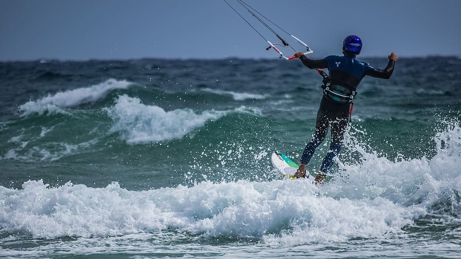 kitesurfing, skill, action, adventure, active, activity, wind HD wallpaper
