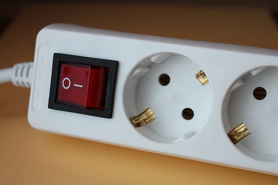 powered-off white power strip, socket, power distribution unit HD wallpaper