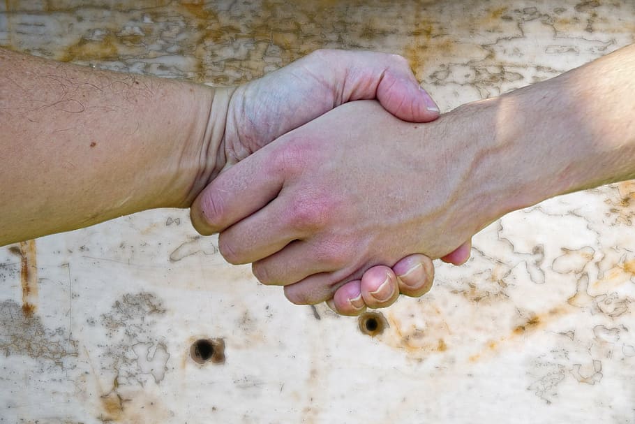 two persons shaking each other's hands, handshake, human, detention HD wallpaper