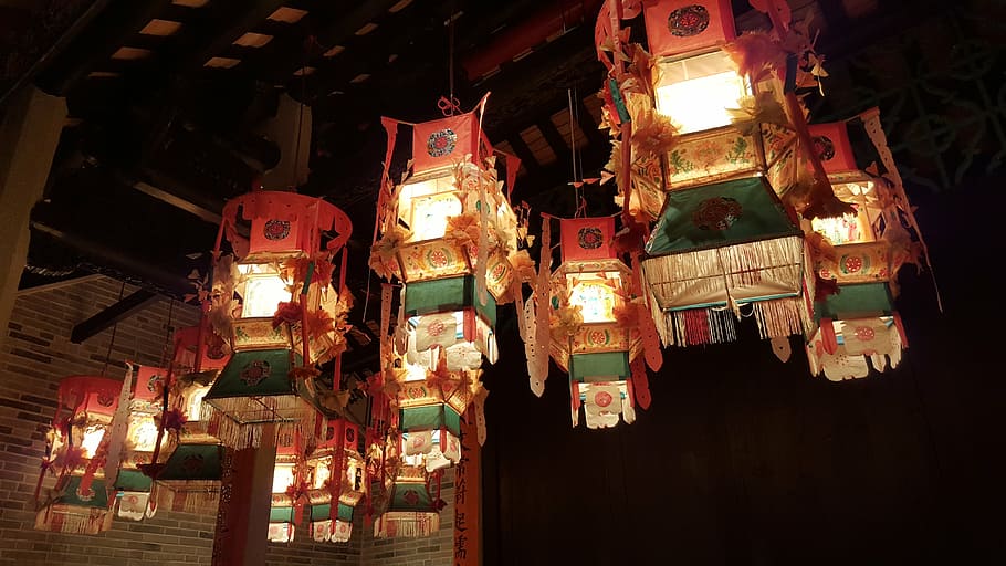lantern, romantic, pink, night, lamp, illuminated, lighting equipment HD wallpaper