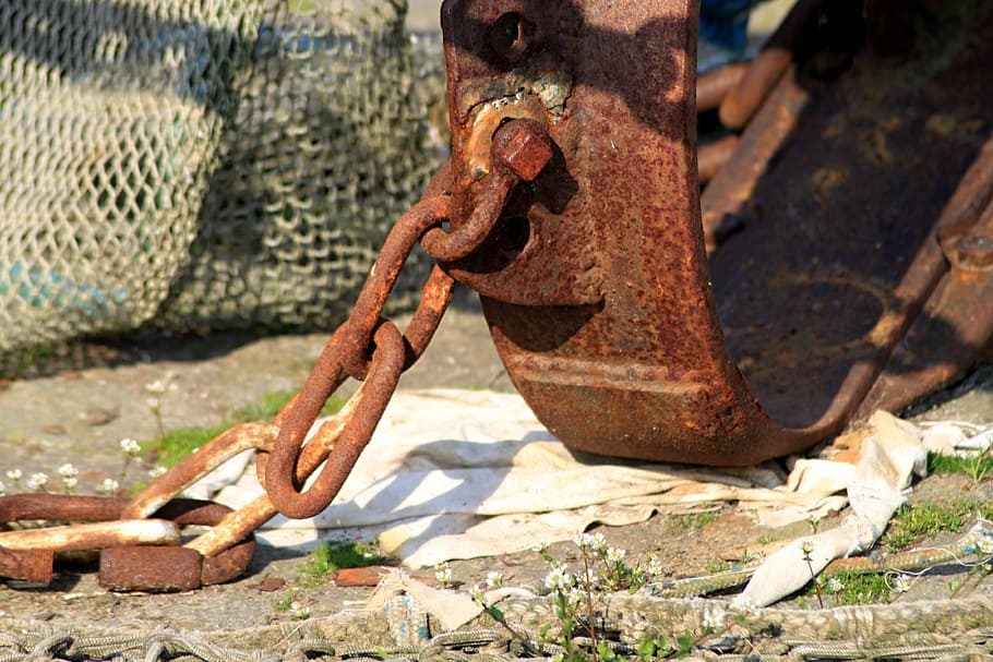 stainless, anchor, anchor chain, port, metal, links of the chain, HD wallpaper