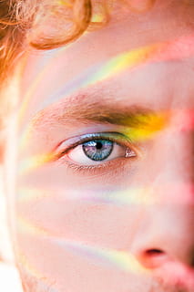 man right face, Self Portrait, eye, color, rainbow, human Face HD wallpaper