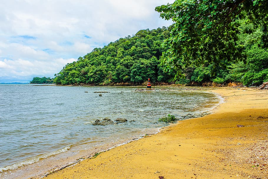 Beach Shoreline Photo, clouds, coast, coastline, daylight, island HD wallpaper